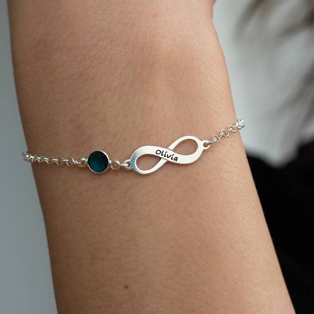 Pulsera Infinito con Piedra de Nacimiento en Plata Esterlina-4 foto de producto