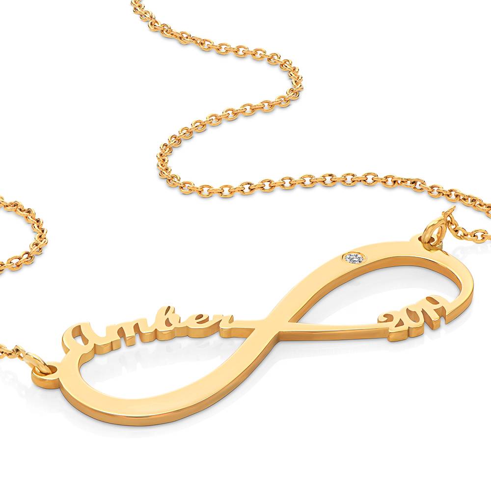 Collar Infinito con Nombre con Diamante en Vermeil de Oro-5 Collar Infinito con Nombre con Diamante en Vermeil de Oro-5 foto de producto