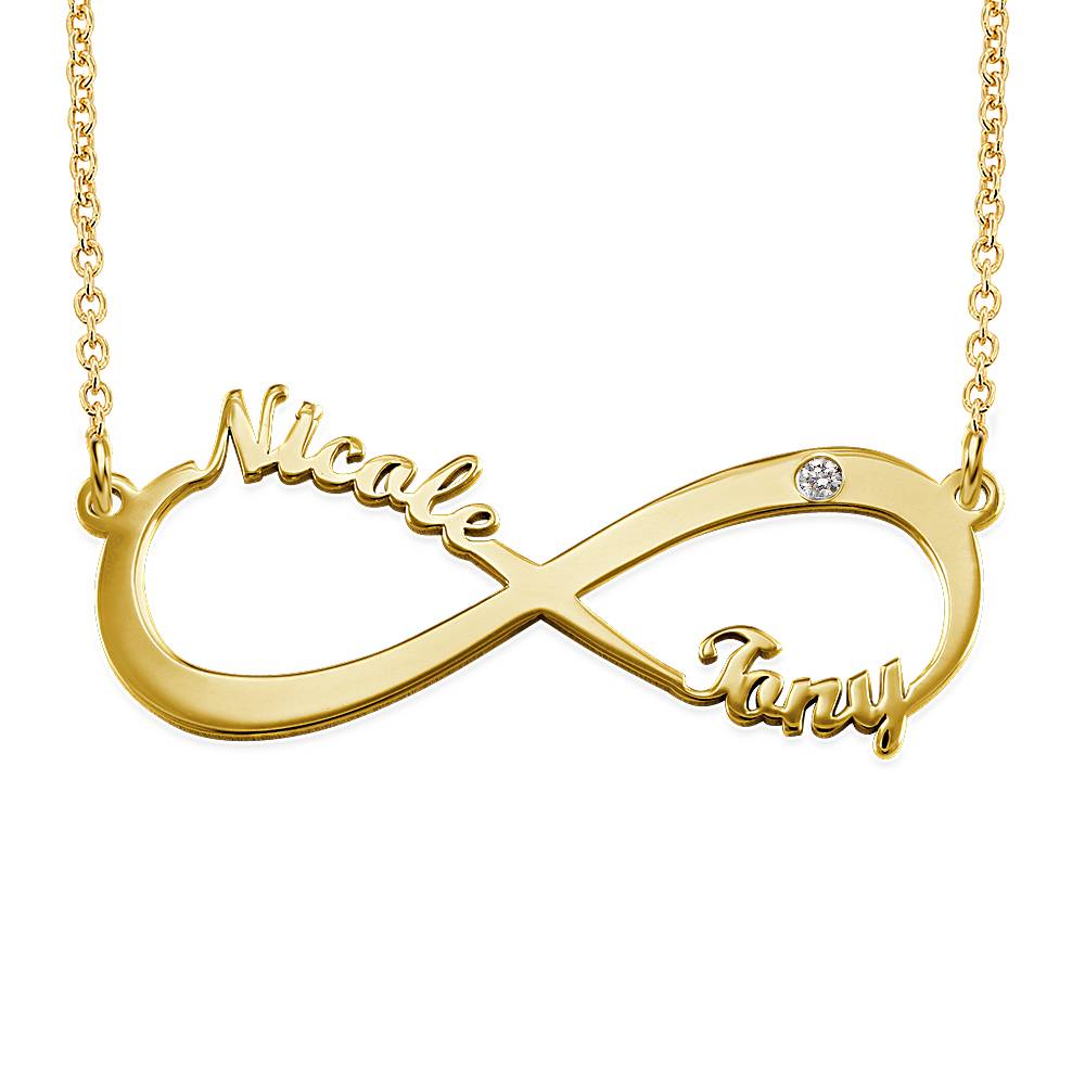 Collar Infinito con Nombre con Diamante en Vermeil de Oro-4 Collar Infinito con Nombre con Diamante en Vermeil de Oro-4 foto de producto