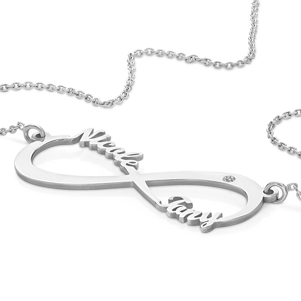 Collar Infinito con Nombre con Diamante en Oro Blanco 10K-5 foto de producto