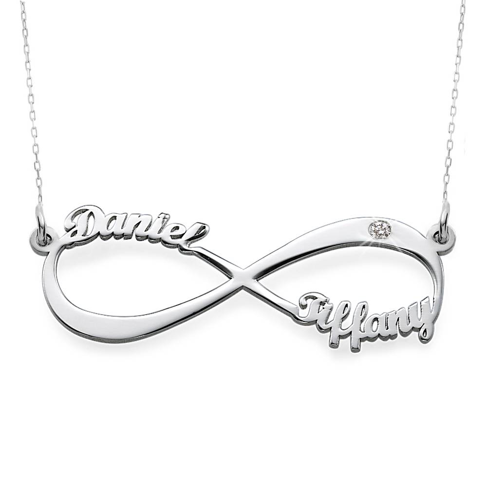 Collar Infinito con Nombre con Diamante en Oro Blanco 10K-4 foto de producto