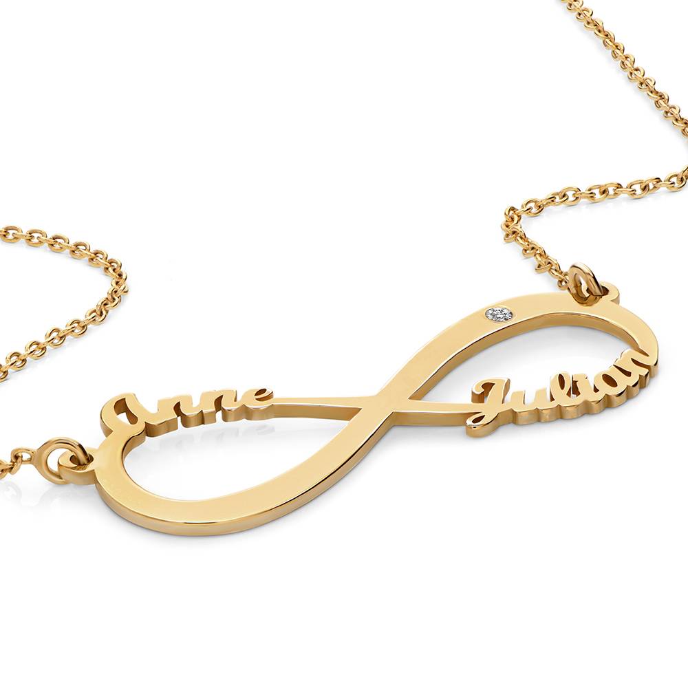 Collar Infinito con Nombre con Diamante en Oro Sólido 10K-4 foto de producto