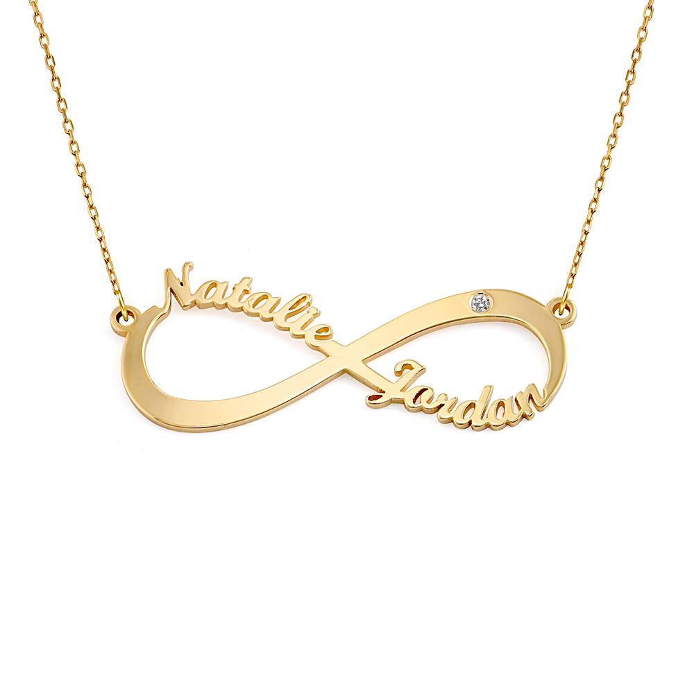 Collar Infinito con Nombre con Diamante en Oro Sólido 10K-3 foto de producto