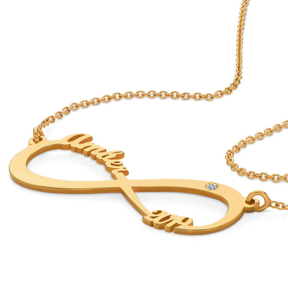 Collar Infinito con Nombre con Diamante en Baño de Oro-3 Collar Infinito con Nombre con Diamante en Baño de Oro-3 foto de producto