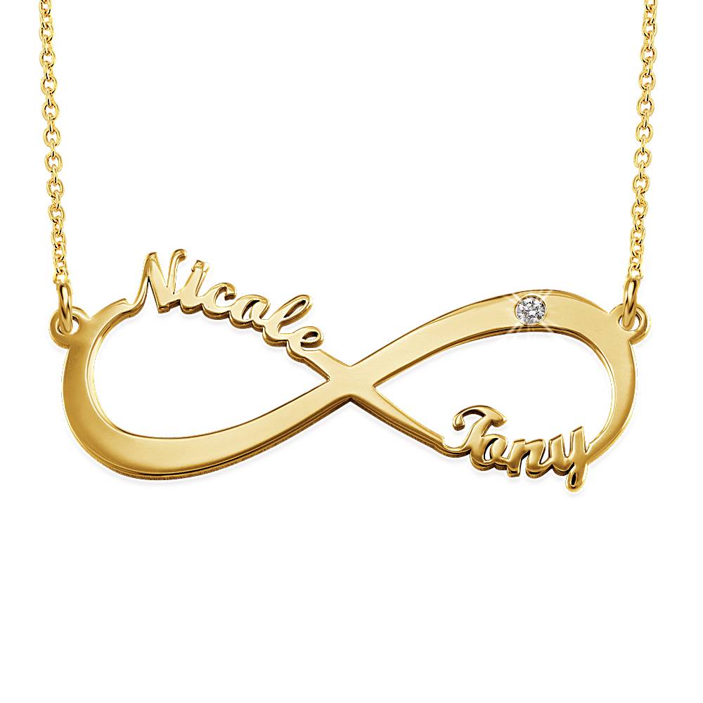 Collar Infinito con Nombre con Diamante en Baño de Oro-2 Collar Infinito con Nombre con Diamante en Baño de Oro-2 foto de producto