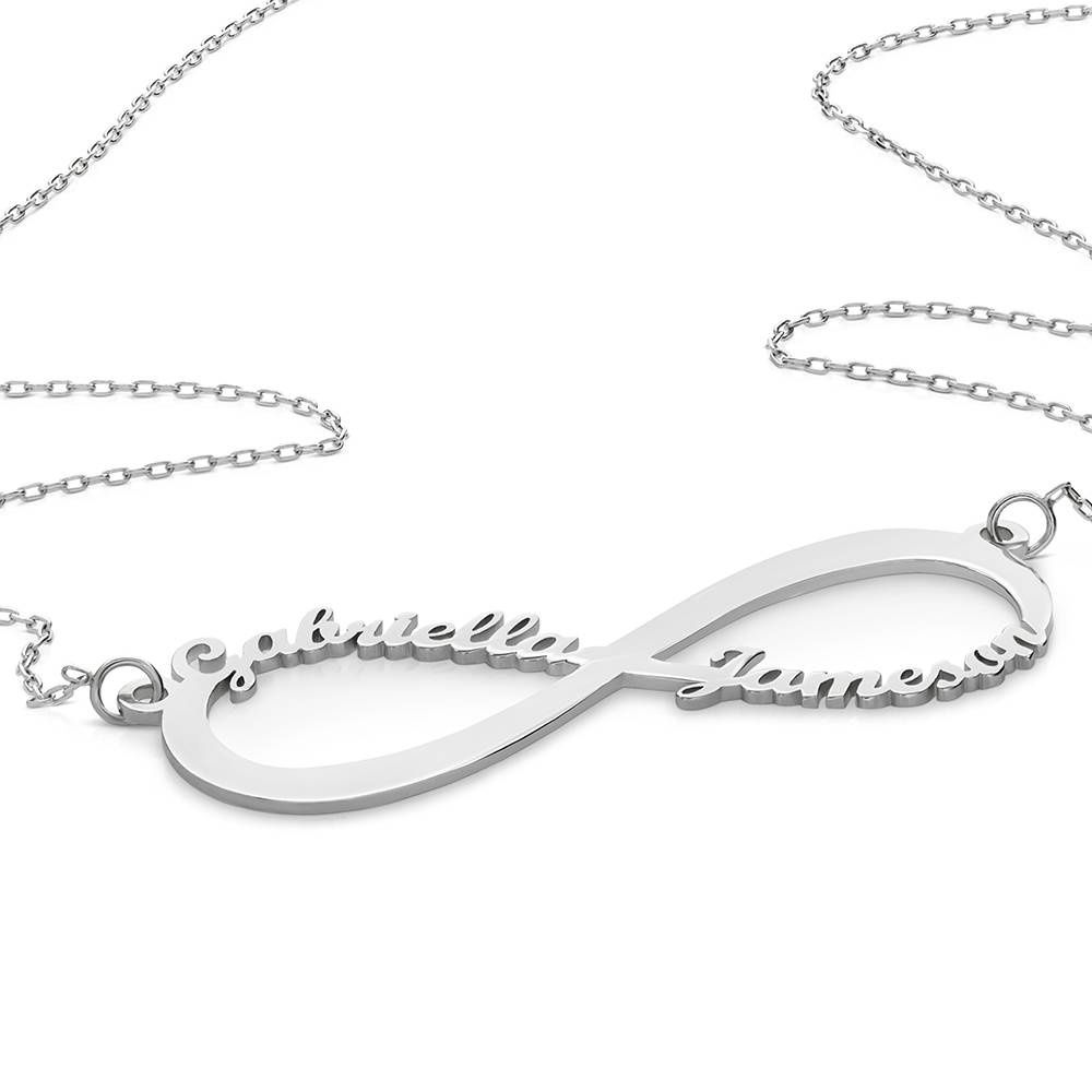 Collar Infinito con Nombre en Oro Blanco 14K-5 foto de producto