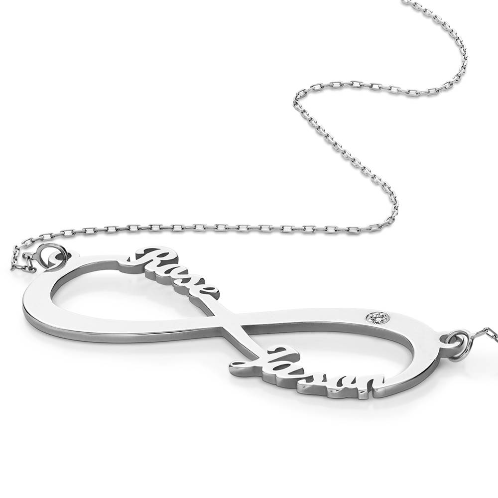 Collar Infinito con Nombre con Diamante en Plata-4 foto de producto
