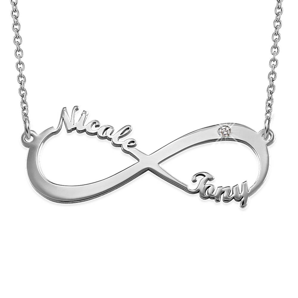 Collar Infinito con Nombre con Diamante en Plata-3 foto de producto