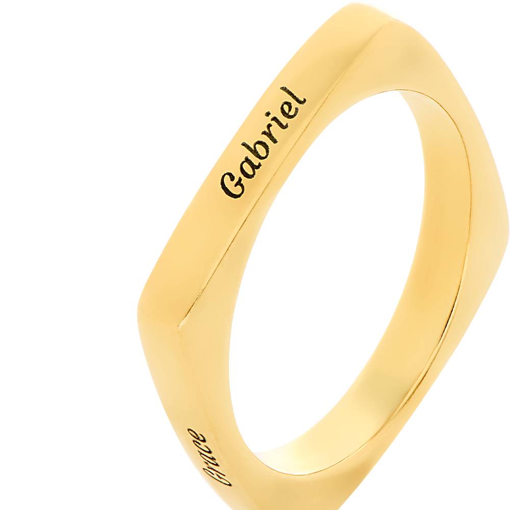 Anillo Iris Cuadrado Personalizado en Chapa de Oro-3 foto de producto