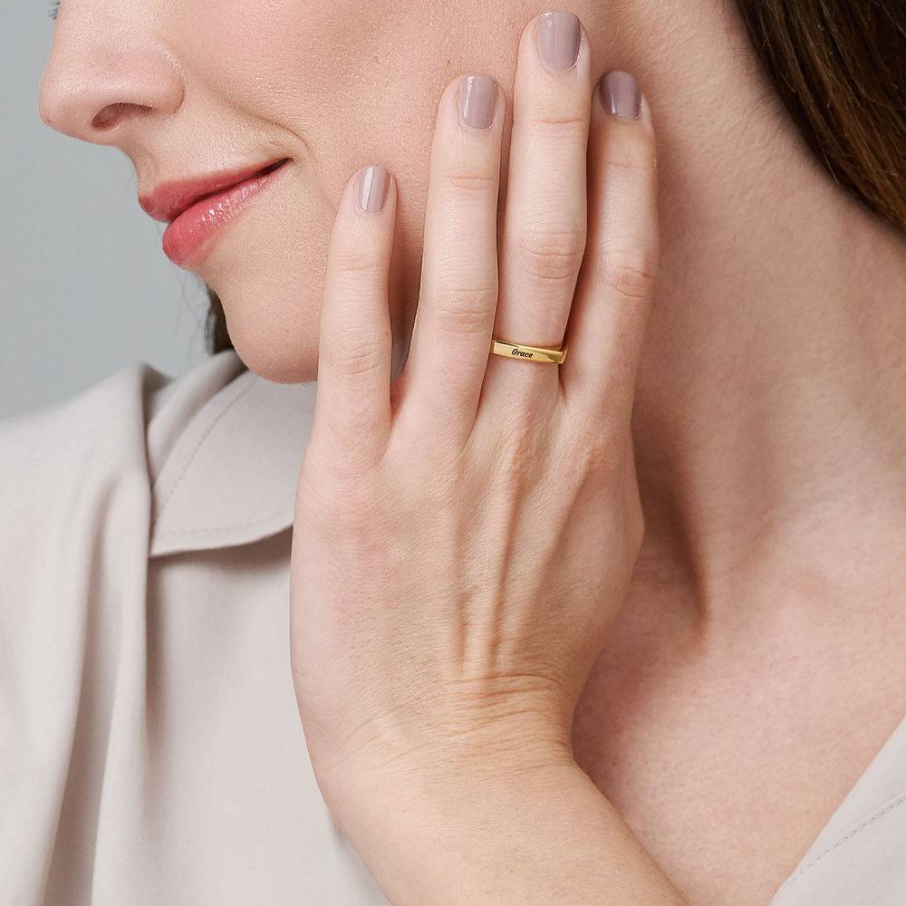 Anillo Iris Cuadrado Personalizado en Vermeil de Oro-1 foto de producto