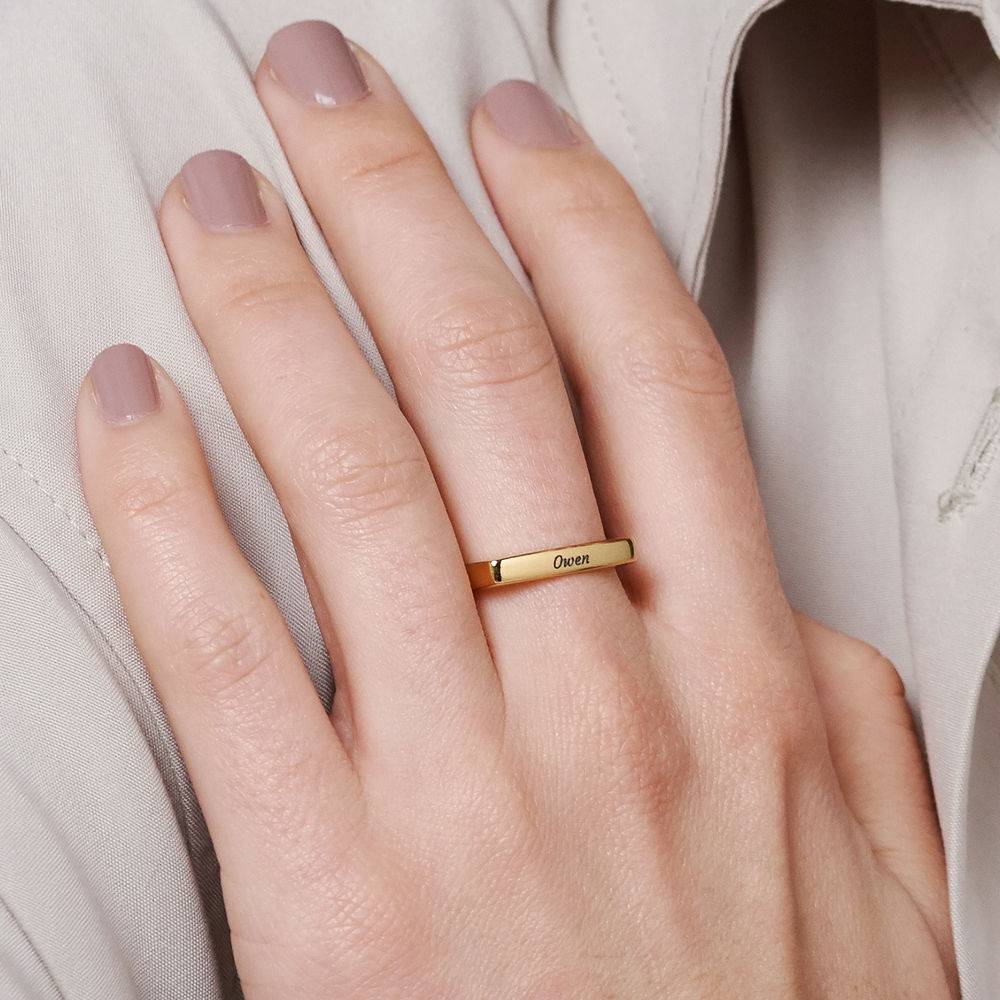 Anillo Iris Cuadrado Personalizado en Vermeil de Oro-2 foto de producto