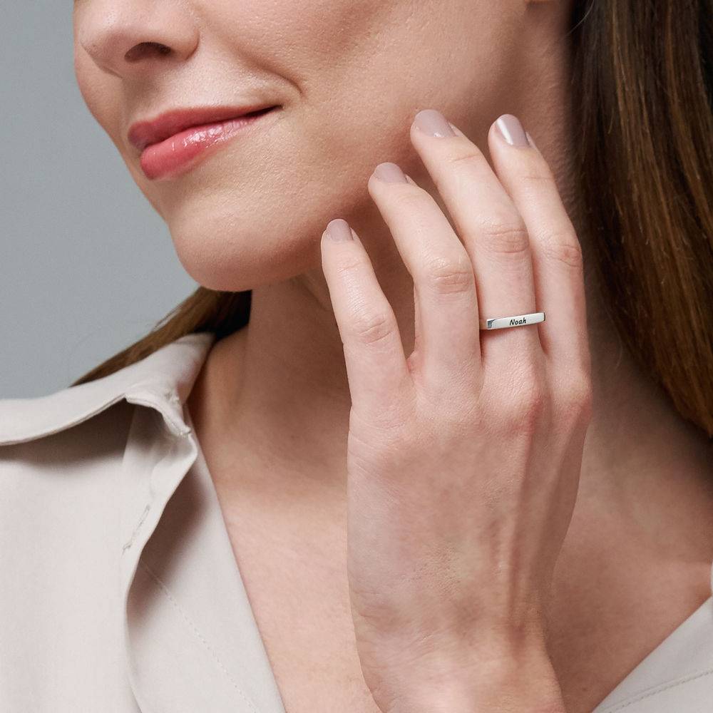 Anillo Iris Cuadrado Personalizado en Plata Esterlina-1 foto de producto