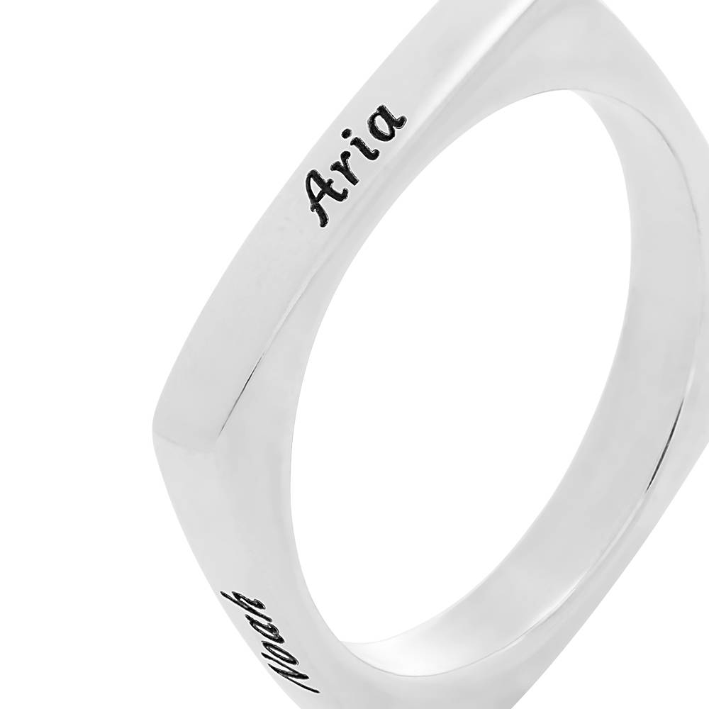 Anillo Iris Cuadrado Personalizado en Plata Esterlina-3 foto de producto