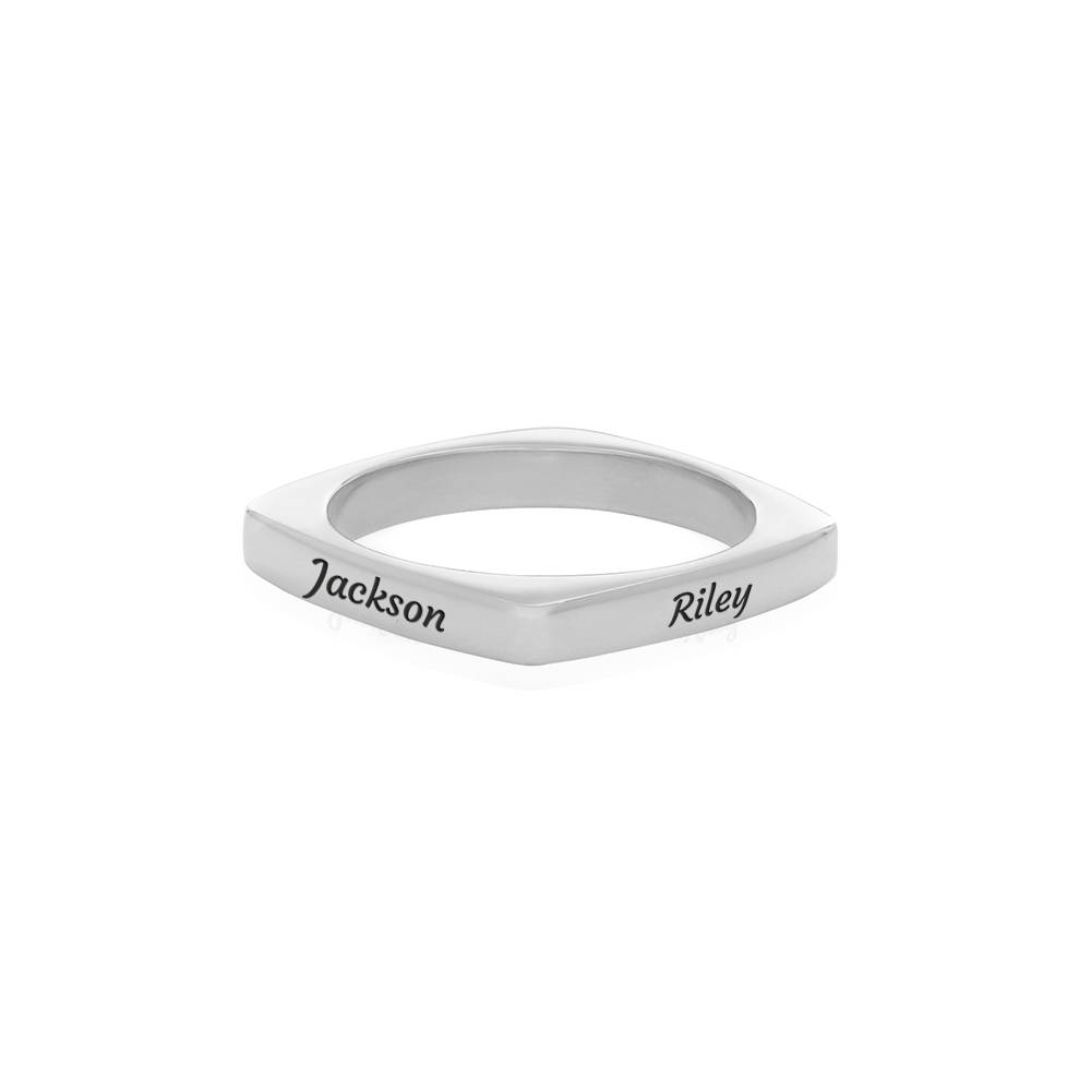 Anillo Iris Cuadrado Personalizado en Plata Esterlina-4 foto de producto