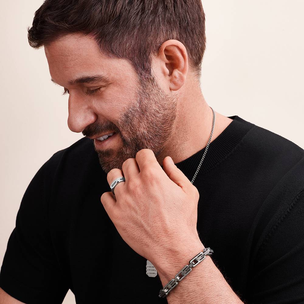 Pulsera de eslabones de hierro para hombre en acero inoxidable negro-1 foto de producto