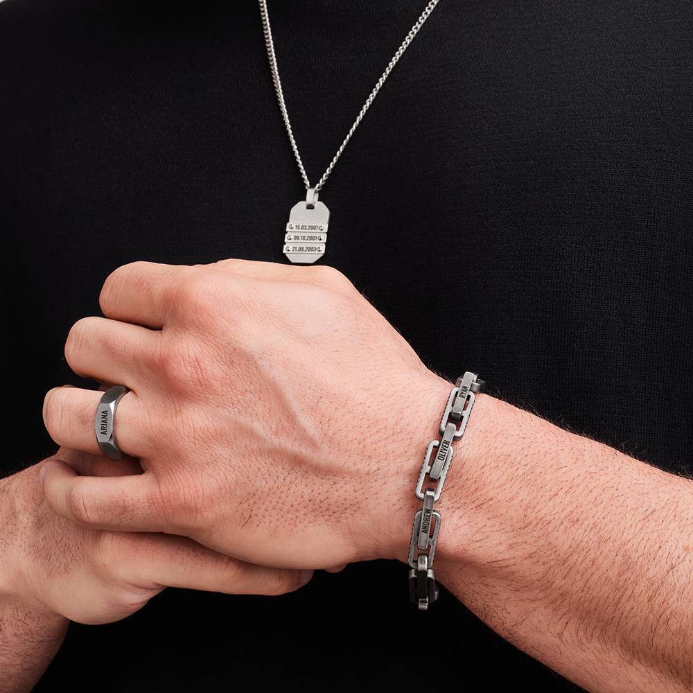 Pulsera de eslabones de hierro para hombre en acero inoxidable negro-4 foto de producto