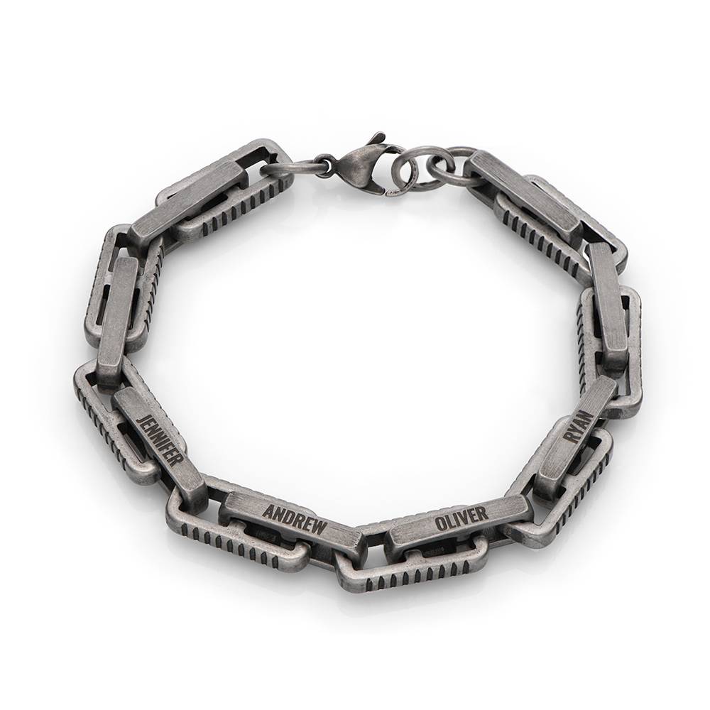 Pulsera de eslabones de hierro para hombre en acero inoxidable negro-3 foto de producto