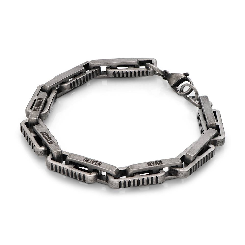 Pulsera de eslabones de hierro para hombre en acero inoxidable negro-2 foto de producto