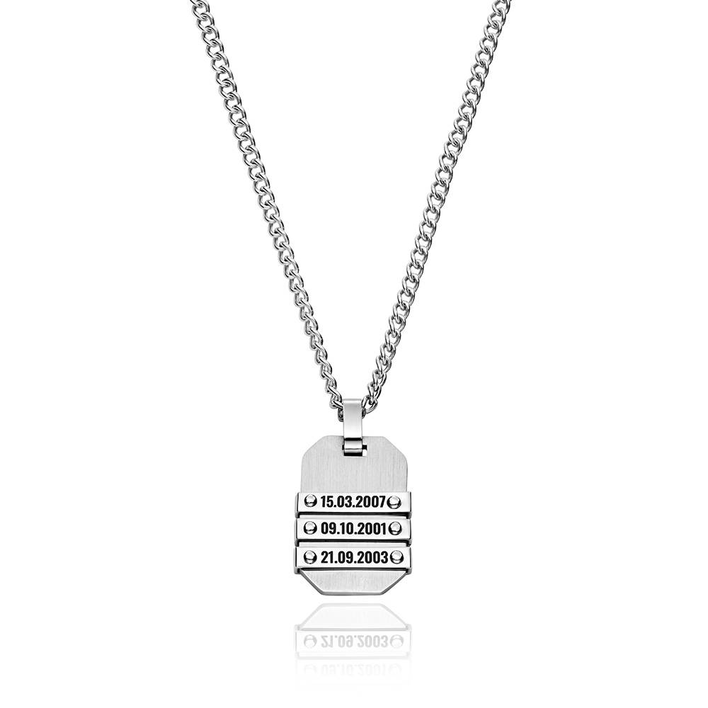 Collar con placa de hierro para hombre en acero inoxidable-4 foto de producto