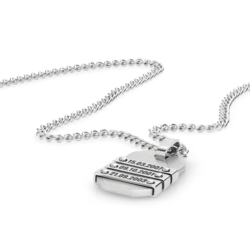 Collar con placa de hierro para hombre en acero inoxidable-1 foto de producto