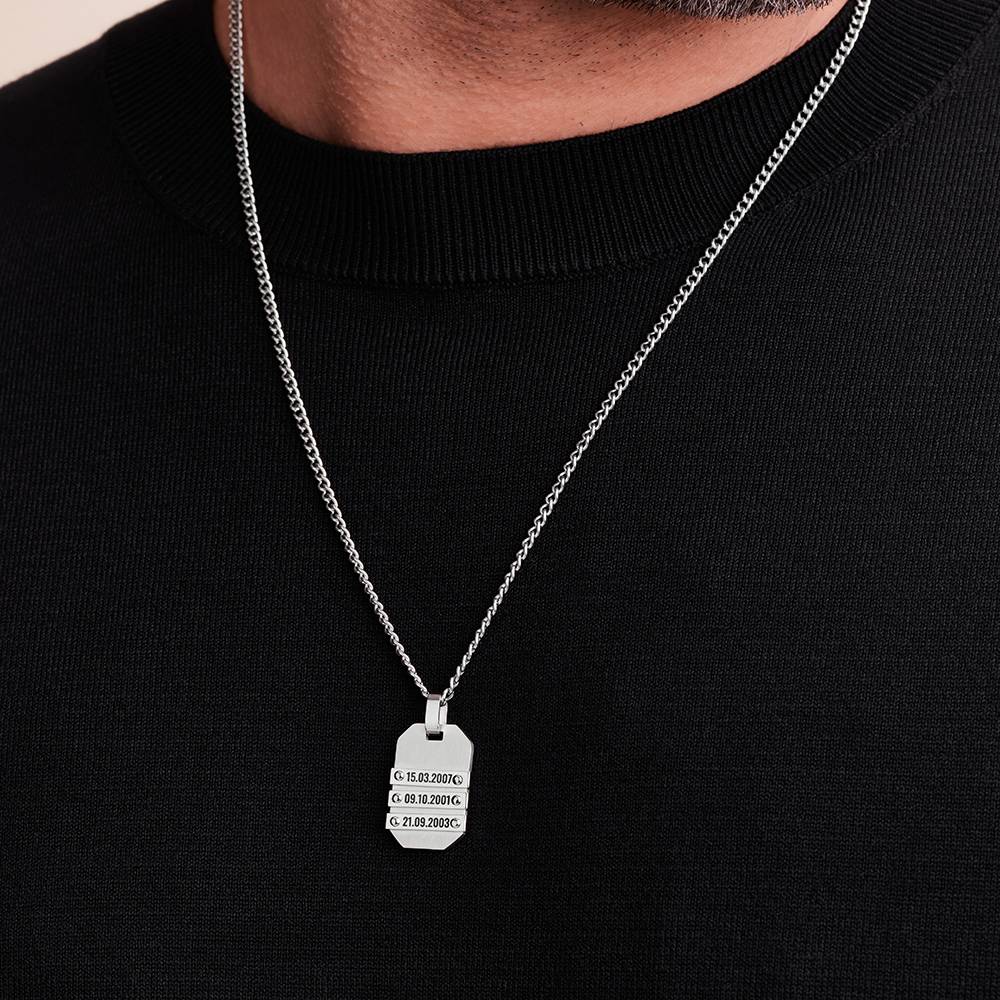 Collar con placa de hierro para hombre en acero inoxidable-2 foto de producto