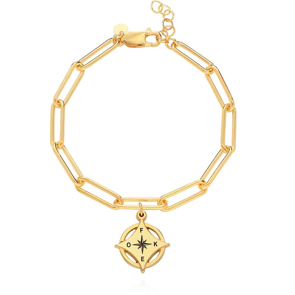 Pulsera de Brújula con Inicial Kaia en Vermeil de Oro-1 Pulsera de Brújula con Inicial Kaia en Vermeil de Oro-1 foto de producto