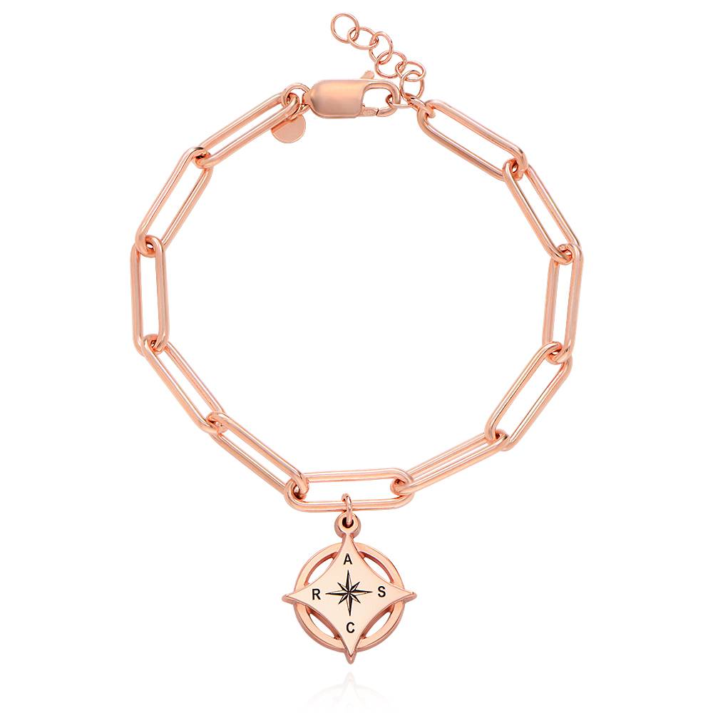 Pulsera de Brújula con Inicial Kaia  en Chapa de Oro Rosa-1 foto de producto