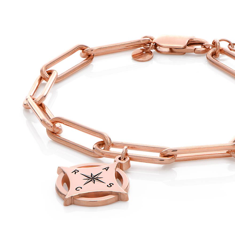 Pulsera de Brújula con Inicial Kaia  en Chapa de Oro Rosa-4 foto de producto