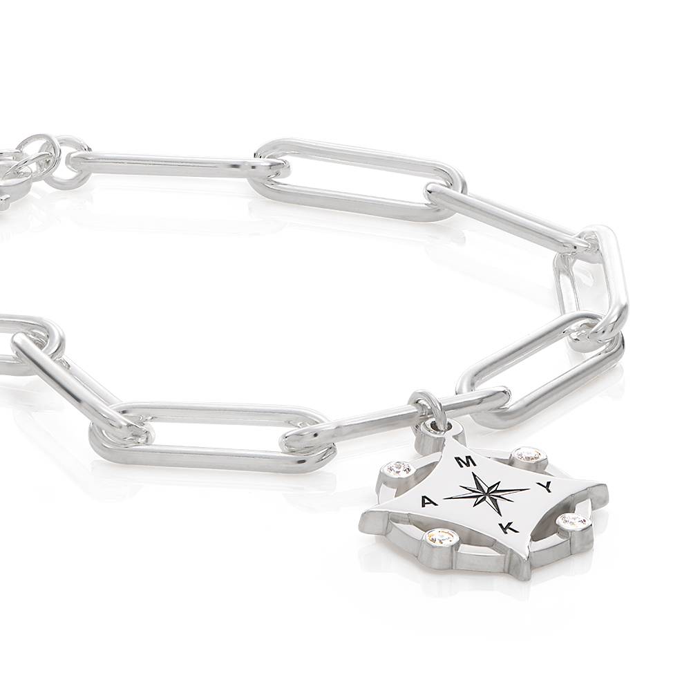 Pulsera de Brújula con Inicial Kaia y Diamantes en Plata Esterlina-5 Pulsera de Brújula con Inicial Kaia y Diamantes en Plata Esterlina-5 foto de producto