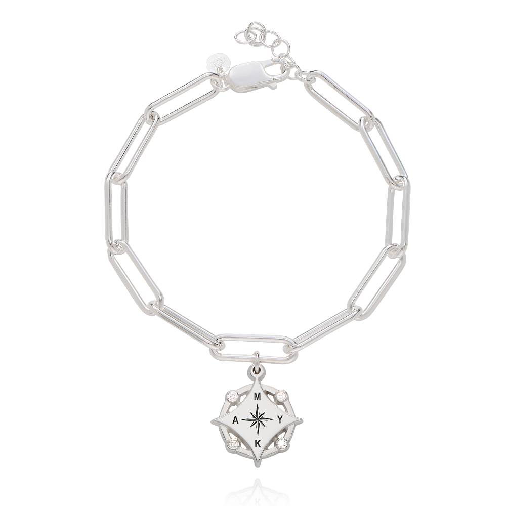 Pulsera de Brújula con Inicial Kaia y Diamantes en Plata Esterlina-3 Pulsera de Brújula con Inicial Kaia y Diamantes en Plata Esterlina-3 foto de producto