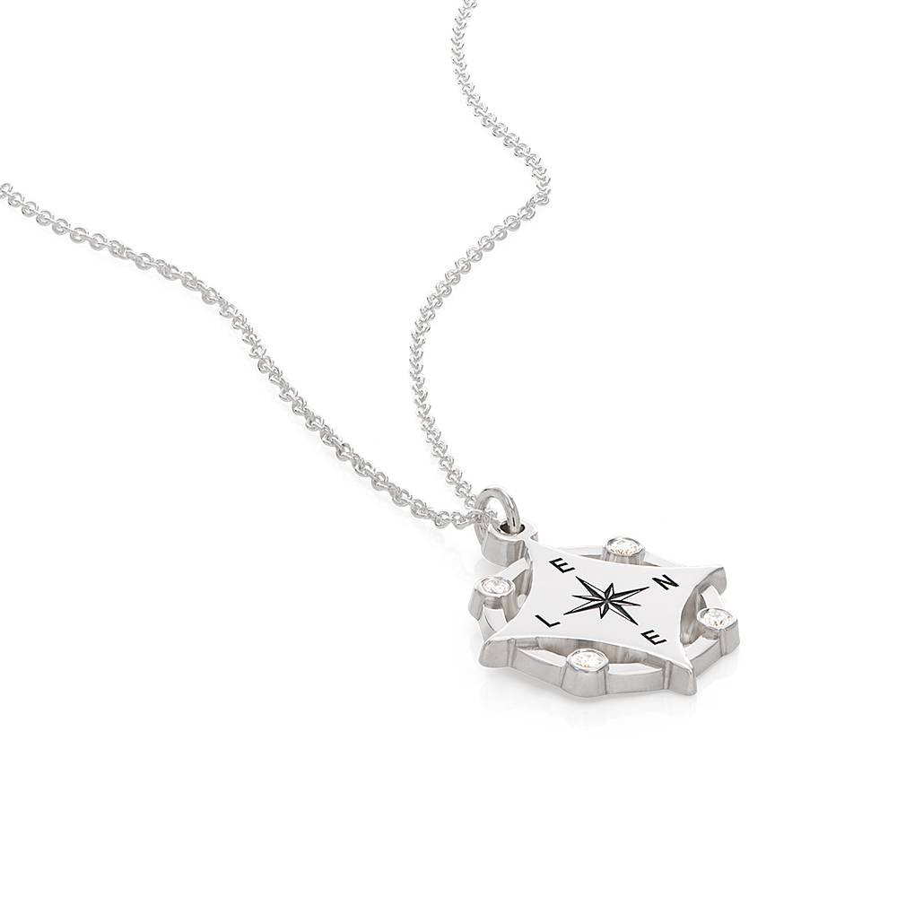 Collar de Brújula con Inicial Kaia y Diamantes en Plata Esterlina-6 foto de producto