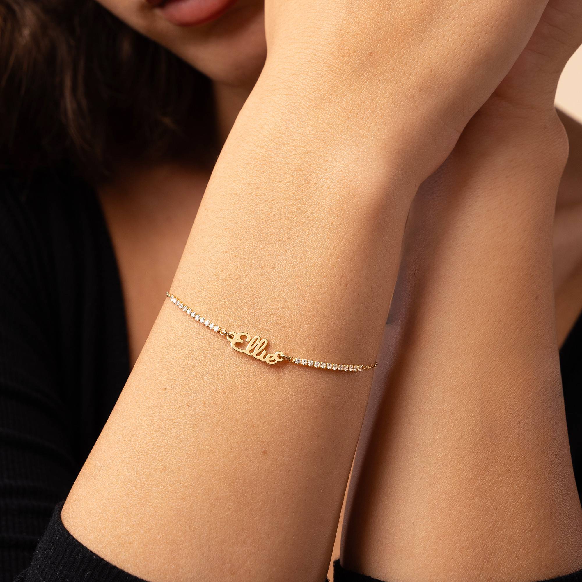 Pulsera con Nombre Kate de Tenis en Chapa de Oro-1 Pulsera con Nombre Kate de Tenis en Chapa de Oro-1 foto de producto
