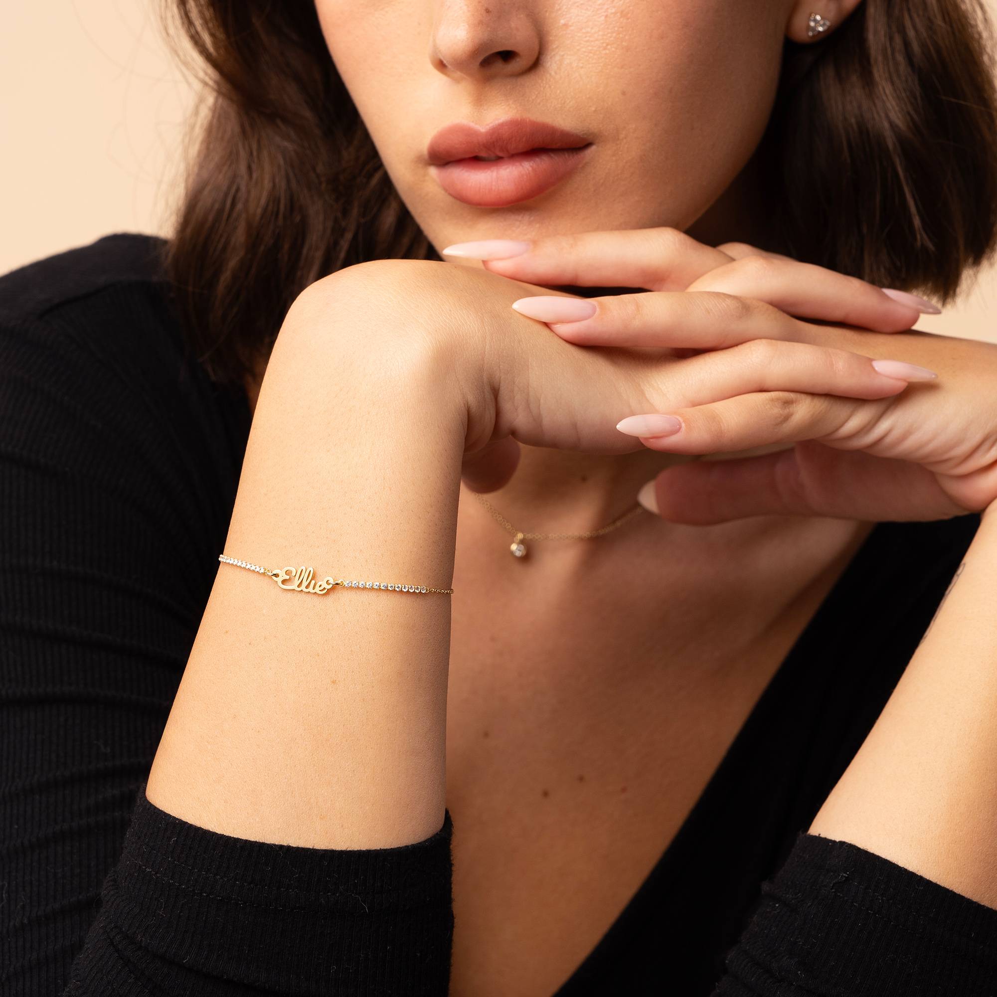 Pulsera con Nombre Kate de Tenis en Vermeil de Oro-1 foto de producto