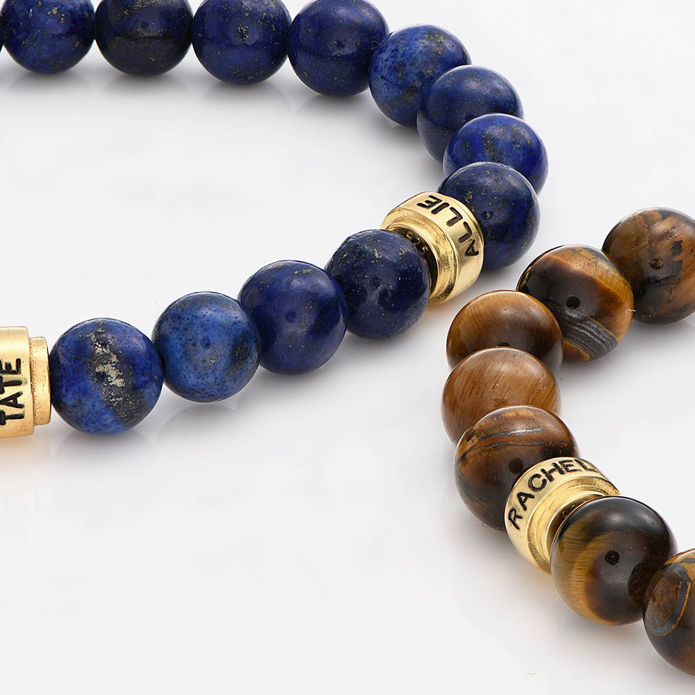Pulsera Personalizada Leo con Piedras Lapislázuli para Hombre en Baño de Oro-3 foto de producto