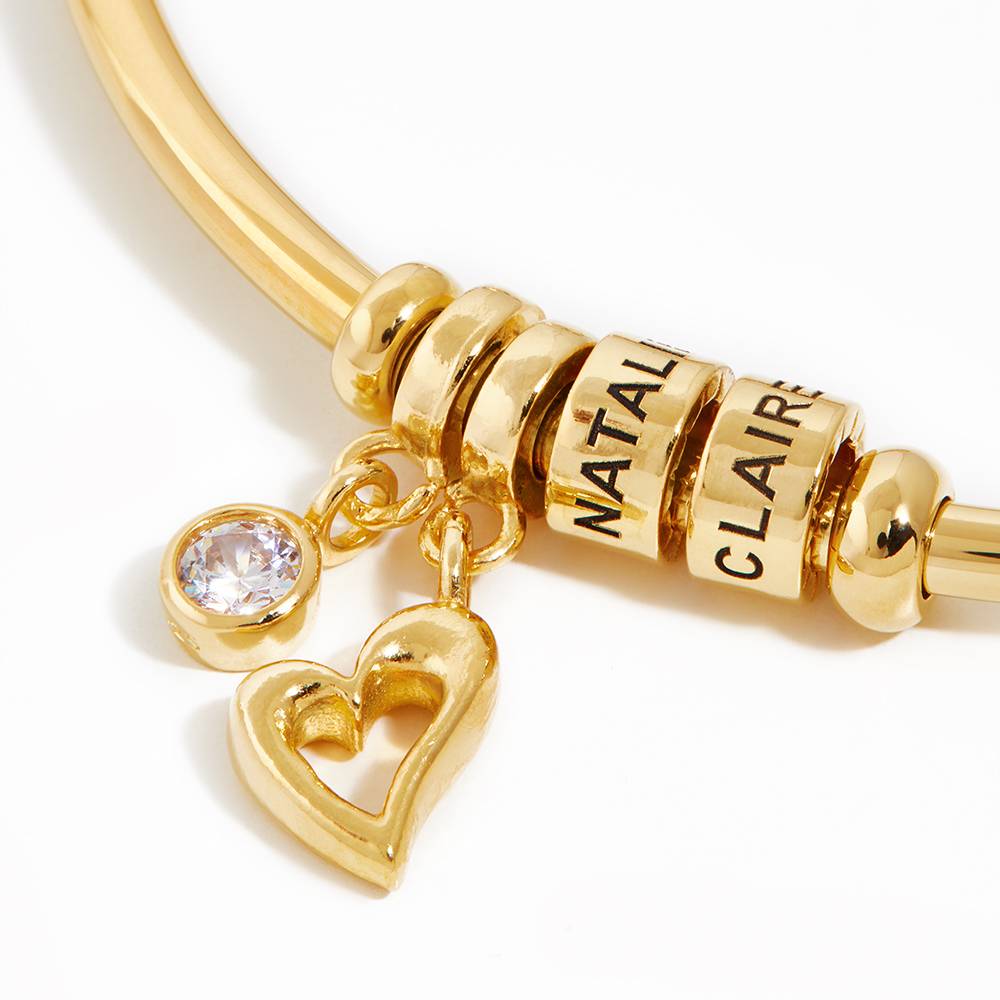 Pulsera Abierto Linda  con Cuentas Grabadas en Baño de Oro-1 foto de producto