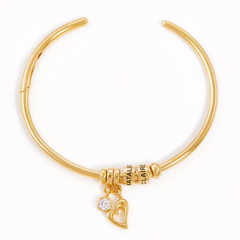 Pulsera Abierto Linda  con Cuentas Grabadas en Baño de Oro-5 foto de producto