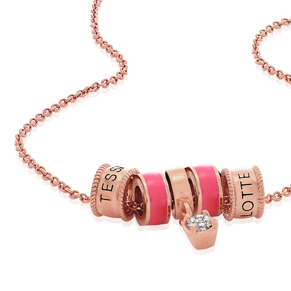 Collar con Encanto Linda con Diamante en Chapa de Oro Rosa-5 foto de producto
