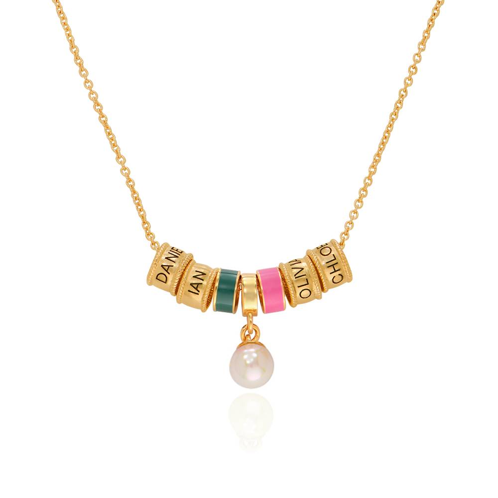 Collar con Encanto Linda con Perla en Chapa de Oro-3 foto de producto