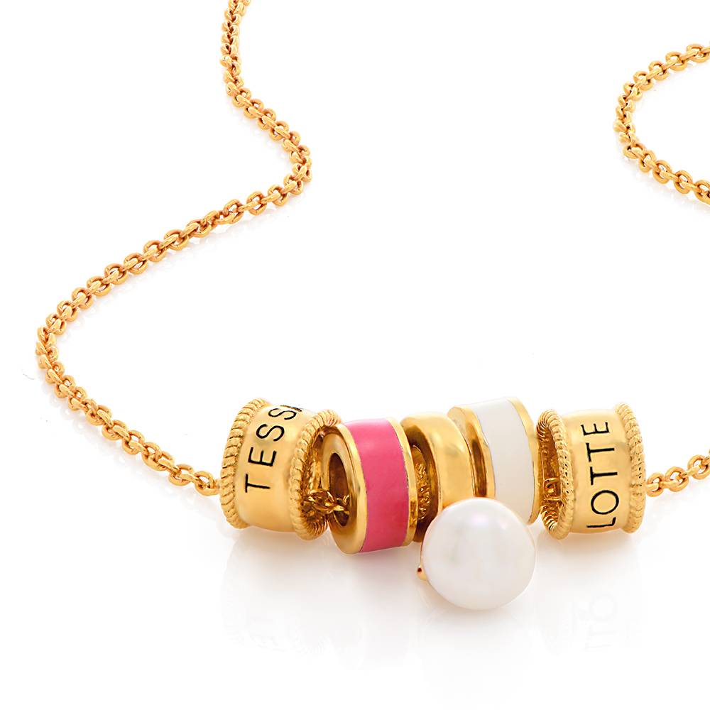 Collar con Encanto Linda con Perla en Chapa de Oro-6 foto de producto