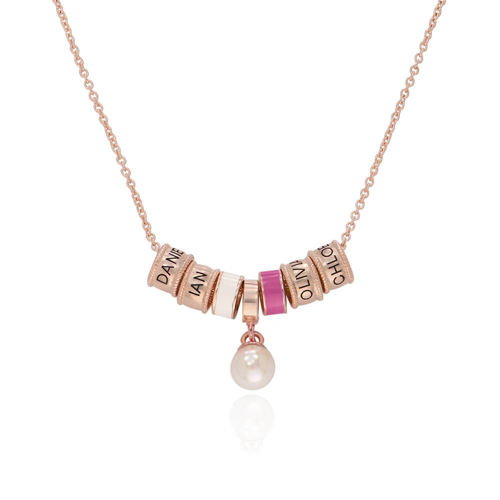 Collar con Encanto Linda con Perla en Chapa de Oro Rosa-6 foto de producto