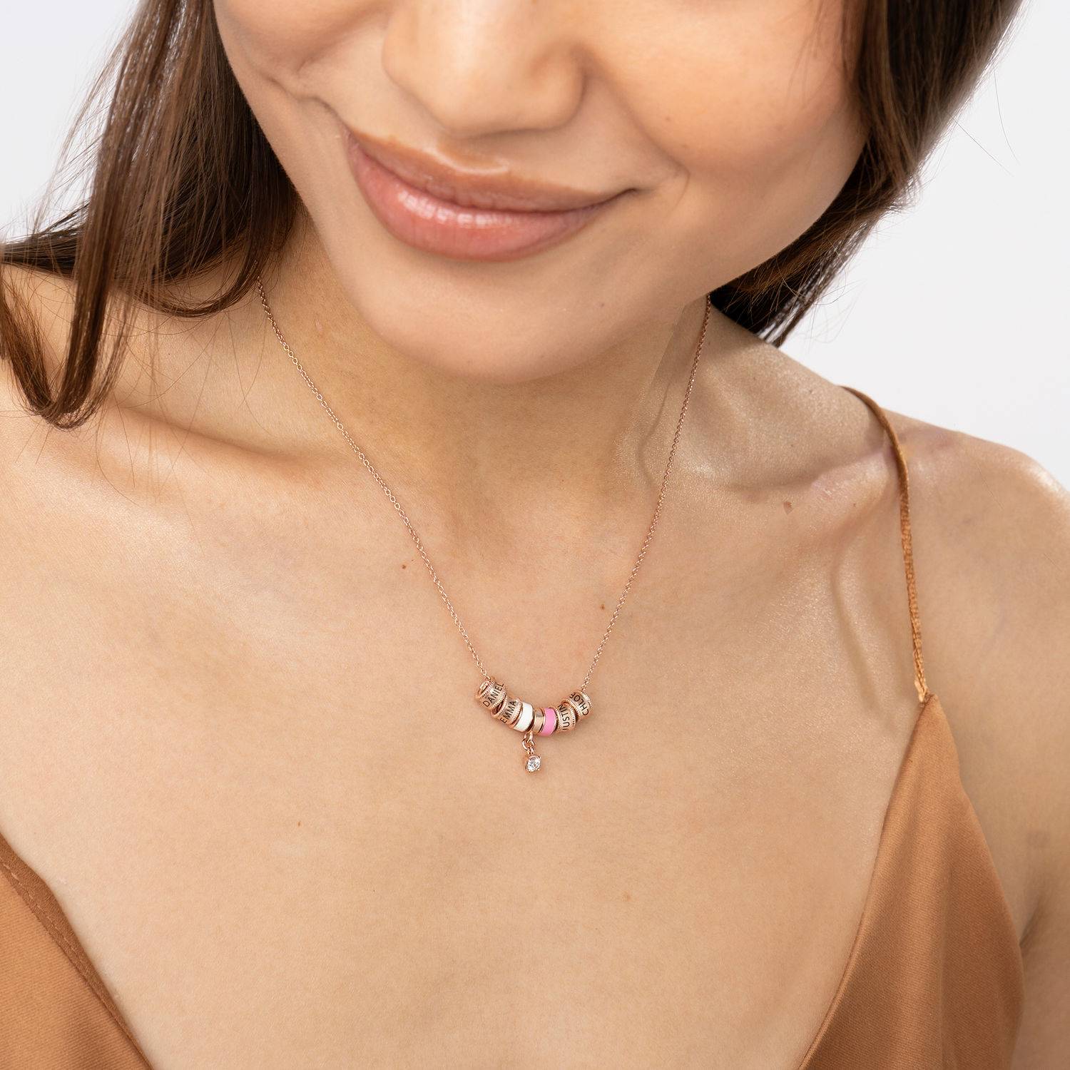 Collar con Encanto Linda con Perla en Chapa de Oro Rosa-1 foto de producto