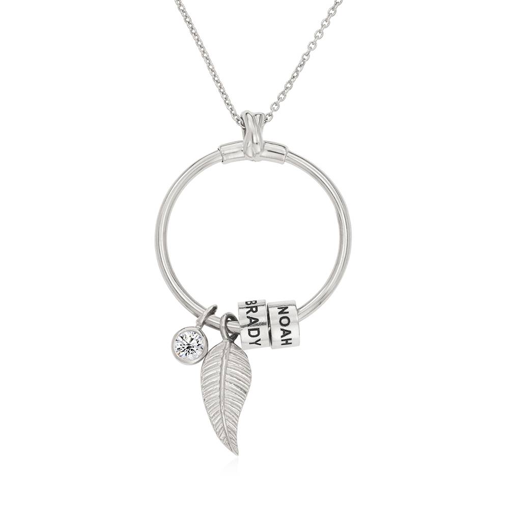 Collar Linda Colgante Círcular con 0.25ct Diamante y Cuentas Grabadas en Plata Esterlina-4 foto de producto