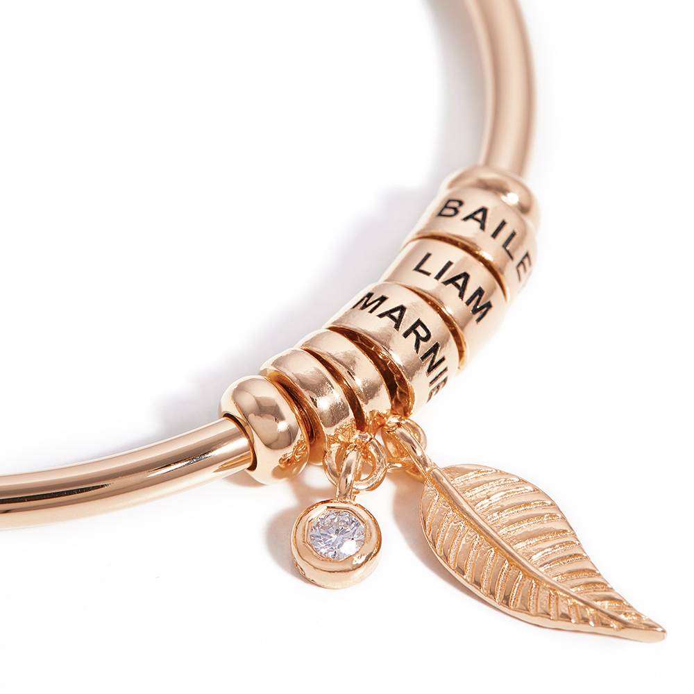 Pulsera Abierto Linda con 0.10ct Diamante y Cuentas Grabadas en Chapado de Oro Rosa-2 Pulsera Abierto Linda con 0.10ct Diamante y Cuentas Grabadas en Chapado de Oro Rosa-2 foto de producto