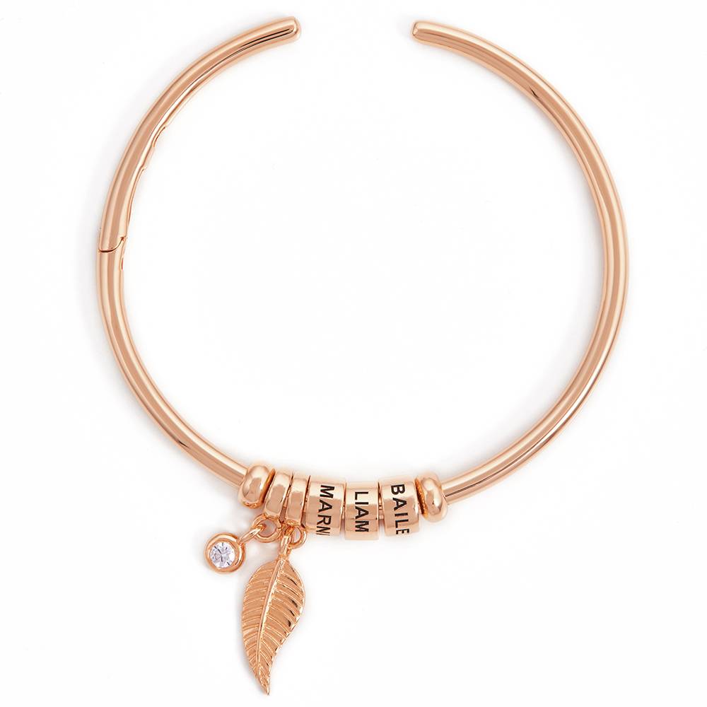 Pulsera Abierto Linda con 0.10ct Diamante y Cuentas Grabadas en Chapado de Oro Rosa-6 Pulsera Abierto Linda con 0.10ct Diamante y Cuentas Grabadas en Chapado de Oro Rosa-6 foto de producto