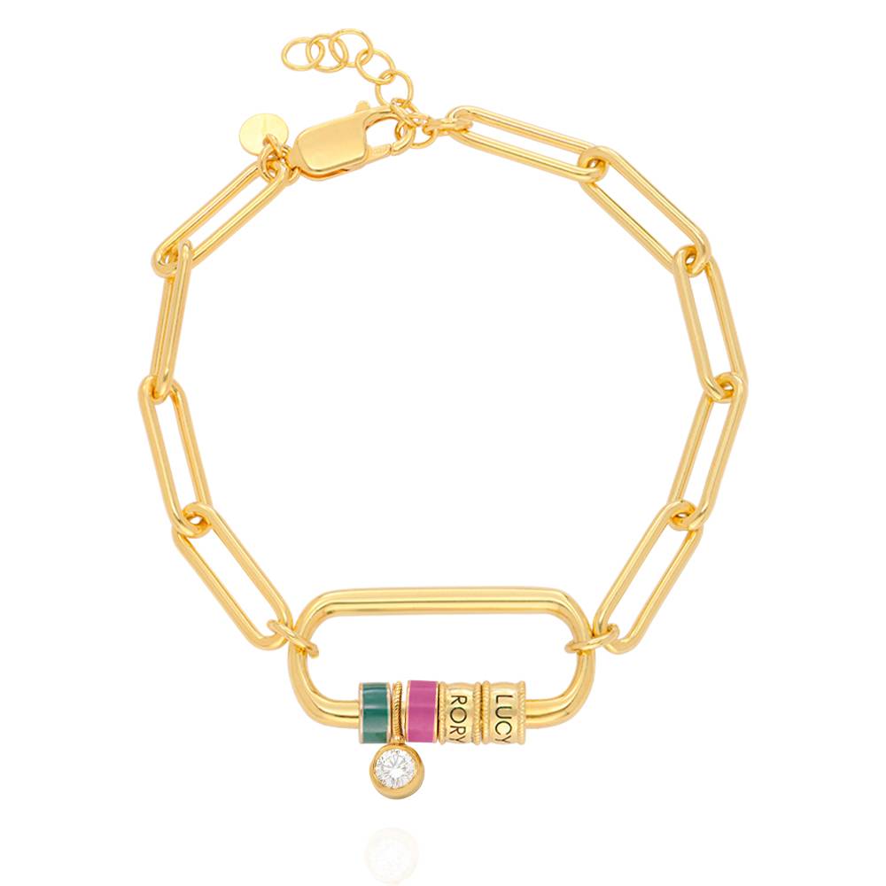 Pulsera Oval Linda con Borche y 0.25ct Diamante en Chapa de Oro-2 foto de producto