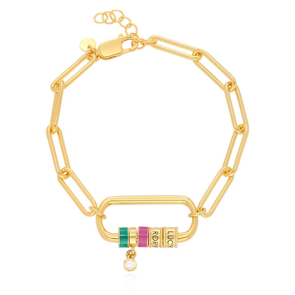 Pulsera Oval  Linda con Borche y Diamante en Chapa de Oro-1 foto de producto