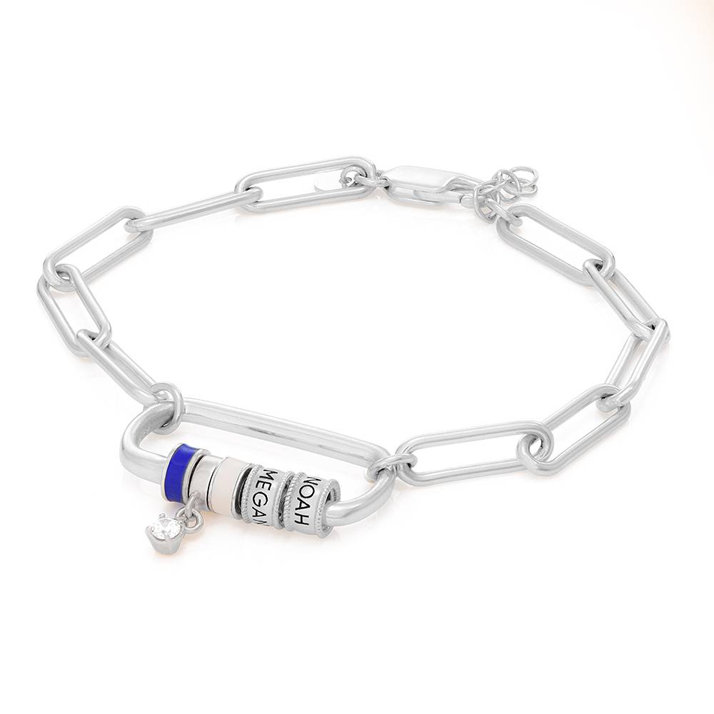Pulsera Oval Linda con Borche y Diamante en Plata Esterlina-3 foto de producto