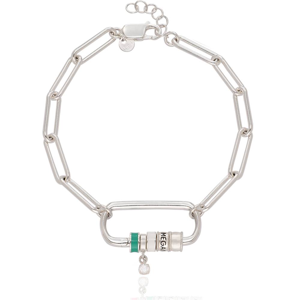 Pulsera Oval Linda con Borche y Diamante en Plata Esterlina-5 foto de producto