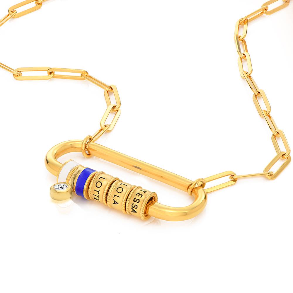 Collar Oval Linda con Borche y 0.25ct Diamante en Chapa de Oro-2 foto de producto
