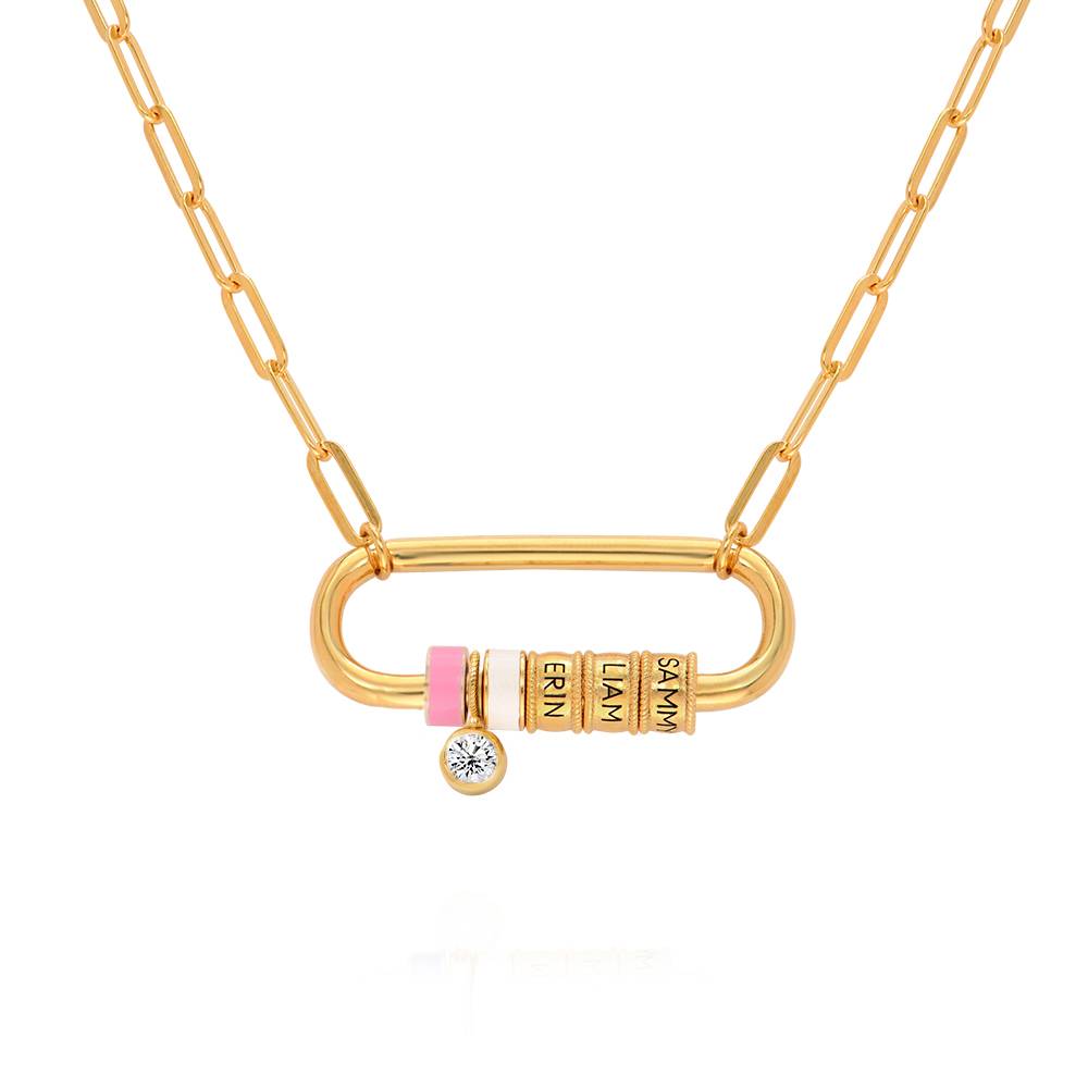 Collar Oval Linda con Borche y 0.25ct Diamante en Chapa de Oro-4 foto de producto
